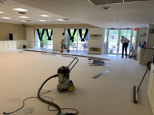 floor leveler drying in large room