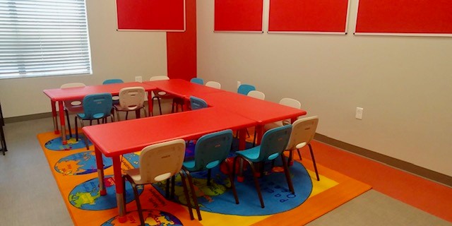 St. Anthony Wayfind flooring in a classroom