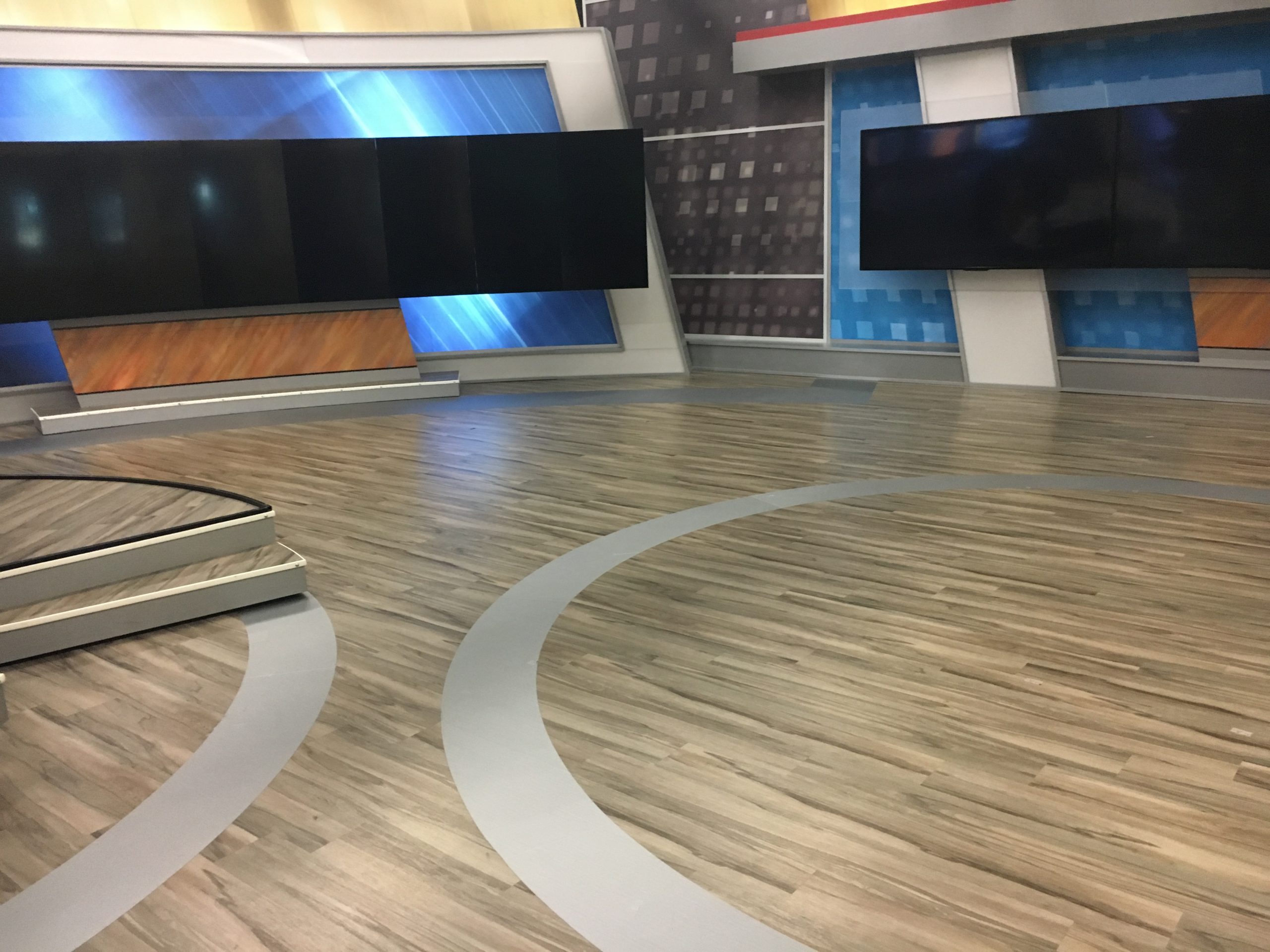 WESH Studio Flooring with band of monitors
