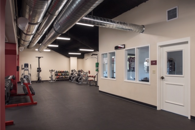 fitness room with rubber flooring